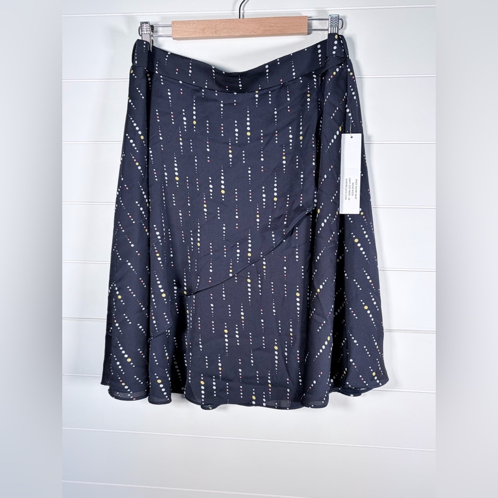 NWT MARYBELLE Navy Blue Polka Dot Textured A-line Chiffon Women’s Skirt Size 2X
